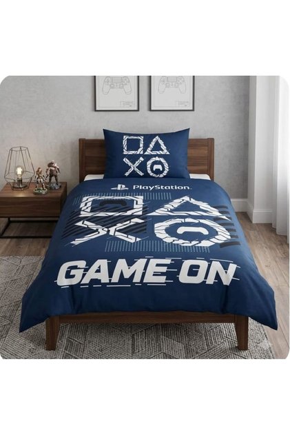 License-Protected Playstation Game on (120 X 200 cm with Elastic Sheet) Single Person Bedding Set
