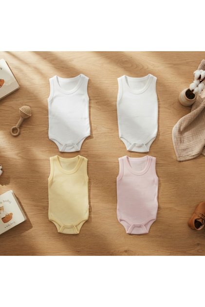 Baby Zero Sleeve Bodysuit Badi 100% Cotton 4 Pieces