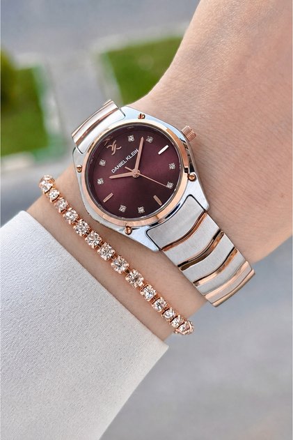 Dial Claret Red Cord Rose Silver Color 30 mm Women Wrist Watch with Gift Packaging