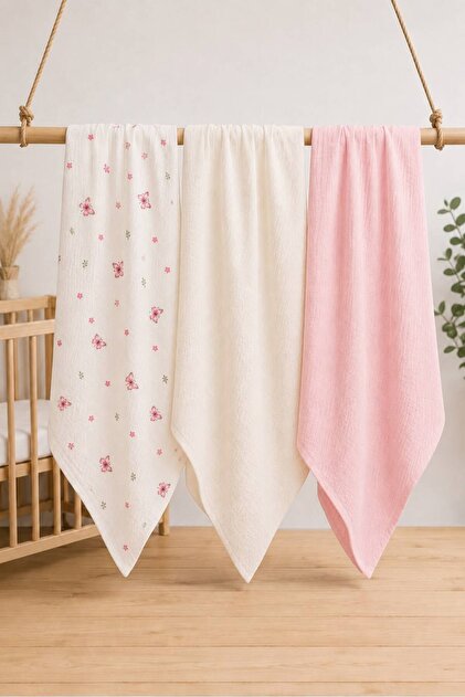 Muslin Coverlet and Muslin Blanket 3-Piece Set