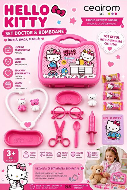 Set Doctor pentru Copii cu Accesorii și Bomboane – Trusă Portabilă de Joacă – 3+ Ani
