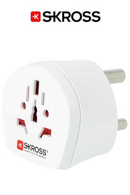 Universal to South Africa travel adapter. Multi outlet power adapter. Certified wall plug. Compact and easy to use travel plug. 250V South Africa three prong plug. White plug adapter.