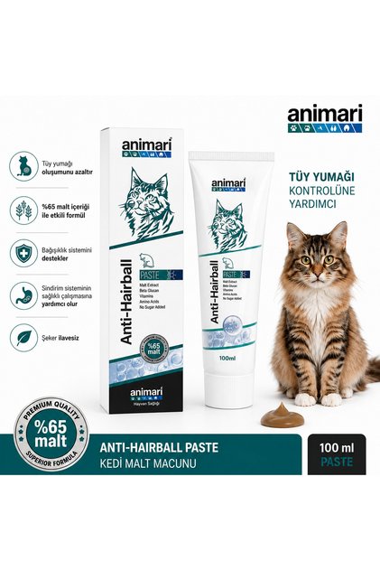 Anti-Hairball Kedi Malt Macunu %65 Malt İçerikli Tüy Yumağı Kontrolü 100 ml