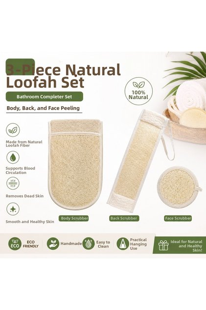 Set of 3 Natural Pumpkin Scrub Bath Complementary Set, Body, Back and Face Exfoliation, Women & Men
