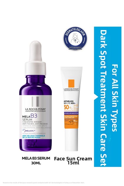 Anti-Blemish Skin Care Set: Mela B3 Serum 30ml & Anthelios Uvmune Hevl+ Spf50+ Facial Sunscreen 15ml