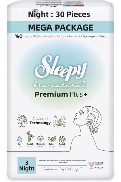 Bio natural premium plus hygienic pad mega pack night 30 pieces