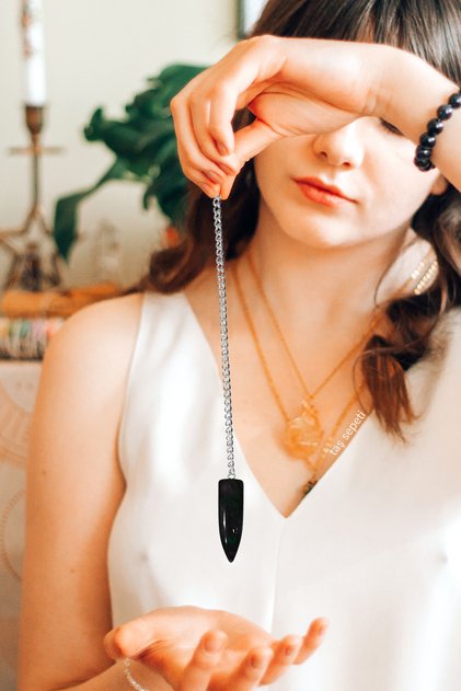 Black Obsidian Natural Stone Black Obsidian Pendulum Pendulum