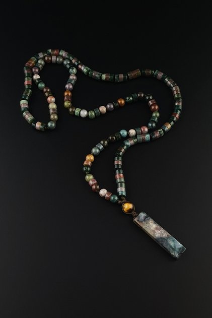Natural Stone Necklace, Indian Agate Pendant, Bohemian Necklace, Gift Necklace