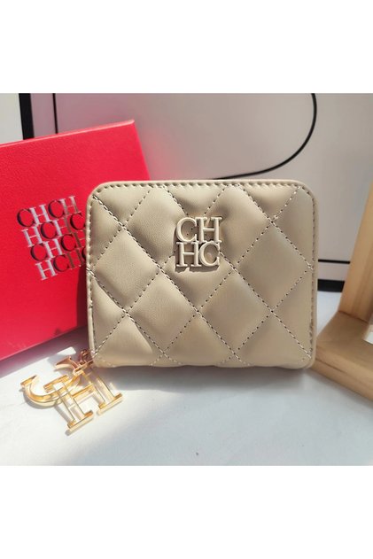 CA2-BEIGE CH Exquisite Brand Logo Women's Wallet New Exquisite Luxury Short Style Solid Color Coin W