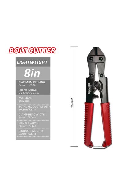 DHGDDXC8 DELIXI ELECTRIC Bolt Cutter, 8"Wire Breaker Pliers, Chain Lock Cutter HeavyDuty,Cut off Wir