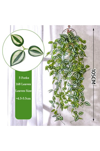 lv yan mei 105cm 5 Forks Artificial Vines Plants Outdoor Plastic Creeper Green Ivy Wall Hanging Plan