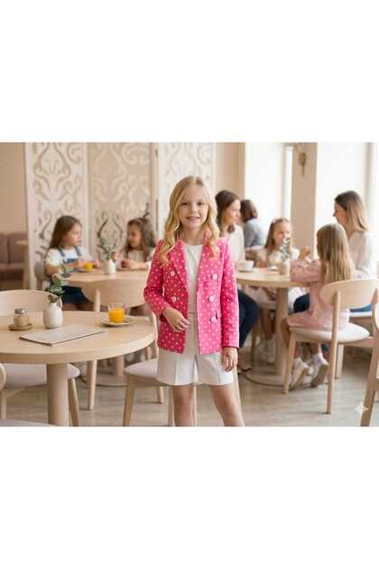 Girl's Polka Dot Patterned Blazer Jacket