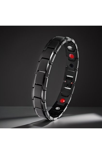 black New Casual Style Men Magnetic Bracelet Simple Black Stainless Steel Bracelets For Arthritis He