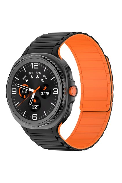 Galaxy Watch 8 40mm Black Orange Silicone Strap for Watch 8 40mm 44mm Original Sports Magnetic Bra