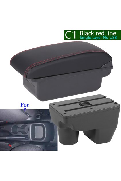 C1 Black red No USB For Toyota Yaris Armrest Box For Toyota Yaris Elegant GR Car Armrest auto Storag