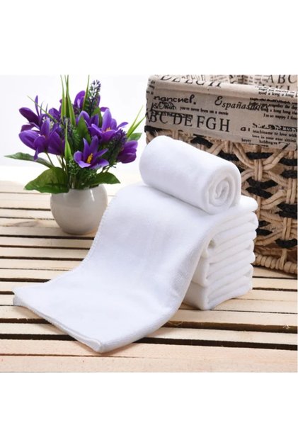 25x25 cm 10pcs white 5-10pc White Soft Microfiber Fabric Face Towel Hotel Bath Towel Wash Cloths Han