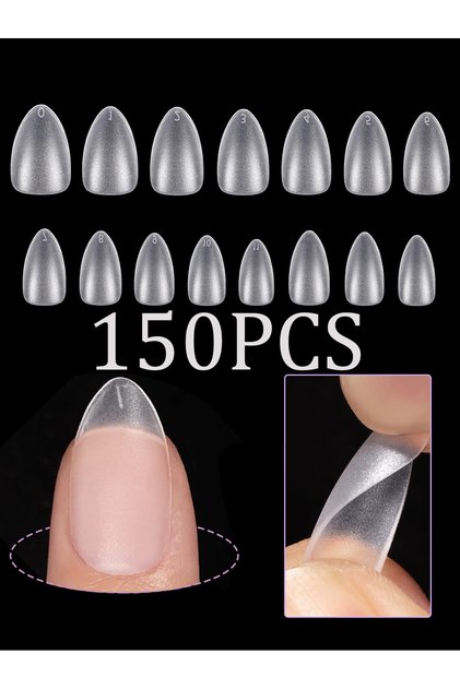 Beige 30/150/300/630/1500PCS Matte Soft Gel X Nail Tips 15 Sizes Full Cover Acrylic False Press on N