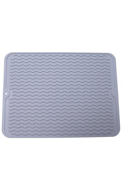 Rectangular 40x30 Light Grey Silicone Dish Drying Mat, 40 x 30cm - Large Dish Drying Mat, Counter to