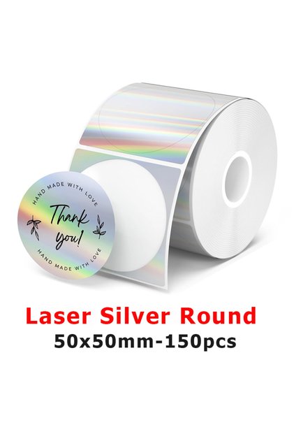 Laser Silver Munbyn/Nelko Holographic Laser Label Sticker Matte Silver Thermal Paper for M110 M220 M