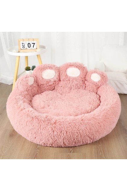 M 60cm Pink Dog Bed Winter Cat Pet Sofa Cute Bear Paw Shape Comfortable Pet Sleeping Beds For Small