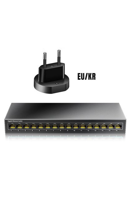 EU Plug AMPCOM Network Switch 16 Ports Switch Ethernet 1000Mbps Gigabit High Performance Smart Switc
