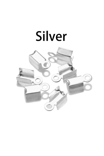 3 x 6mm Silver 200pcs/lot Cove Clasps Cord End Caps String Ribbon Leather Clip Tip Fold Crimp Bead C