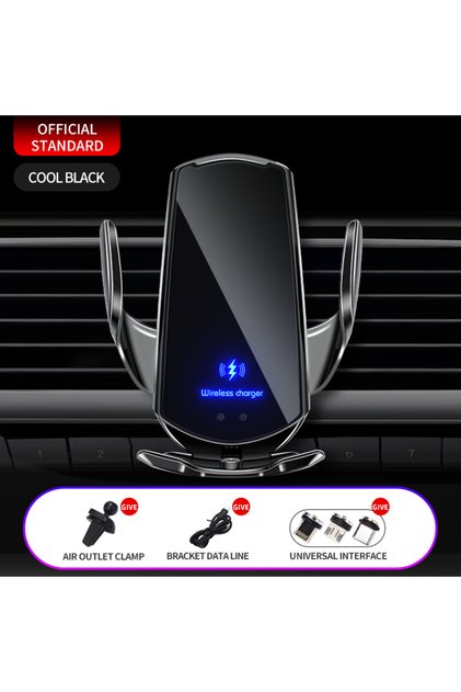 black 15W Car Wireless Charger Magnetic Automatic Car Mount Phone Holder For iPhone Xiaomi S