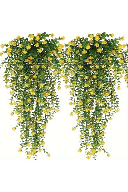 3pcs YELLOW 3pcs, Artificial Hanging Plants Fake Hanging Plant Faux Eucalyptus Leaf Greenery Vine Ou