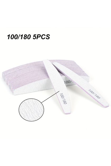5pc Half Moon 1/2/5/10/25/50Pcs Professional Nail File Lima 100/180 Grit Professional Sandpaper Cuti