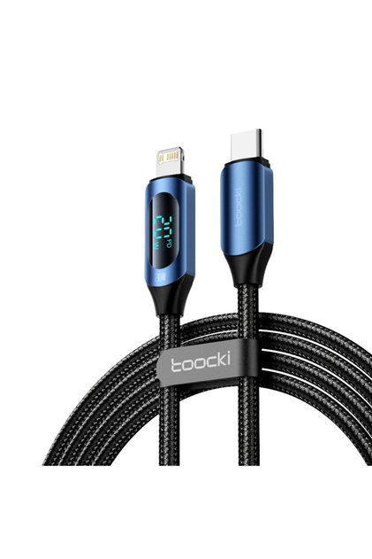كابل توكي 2 متر PD 20W أزرق من نوع USB C لهواتف آيفون 14، 13، 12، 11 برو ماكس، X، Xr، 8، 7 بلس، يدعم الشحن السريع PD 20W.