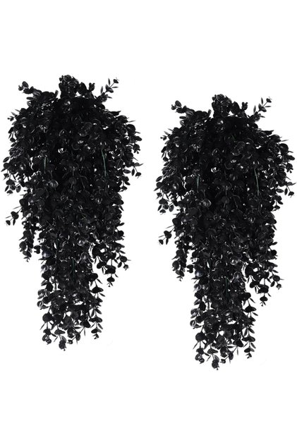 1PC black Artificial Hanging Plants Faux Eucalyptus Leaf Greenery Vine Outdoor UV Resistant Plastic