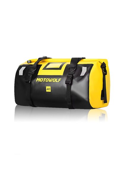 40L Yellow with logo Motorcycle Dry Bag Waterproof Reflective Tail Duffle Bag Skiing Travel Hiking C