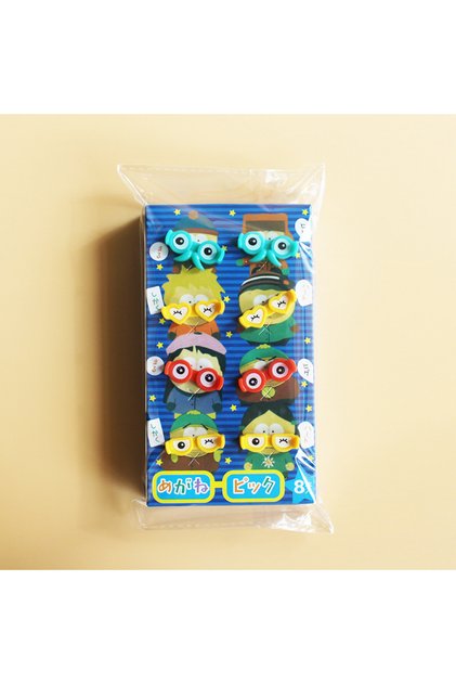 1set 8pcs Cartoon Glasses Fruit Fork Mini Cartoon Children Snack Cake Dessert Toothpick Bento Lunche