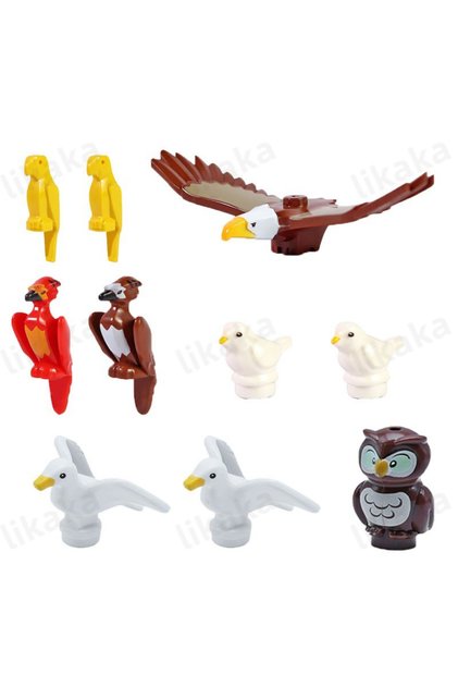 10pcs bird set-bag 10PCS Animals Blocks Toys MOC Leopard Bear Cow Bird Model Building Blocks Set Com