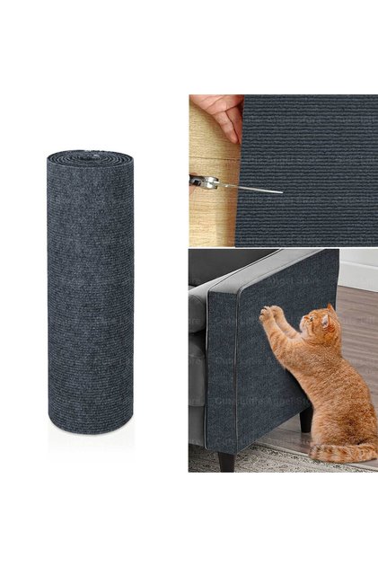 30x200CM Dark Gray Self-Adhesive Cat Scratch Mat Durable Sisal Furniture Protector DIY Customizable