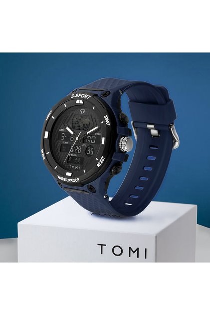 Dark blue Men's Sports Watch Multi Functional 30M Waterproof Outdoor Sports Electronic Watch St