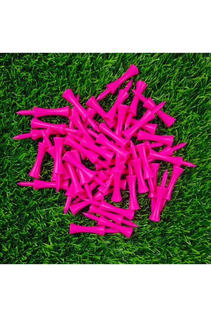 Pink Plastic Golf Tee Pack 50 Pcs Step Down 59mm Golf Tees Colorful For Driver Irons Hybrids Longer