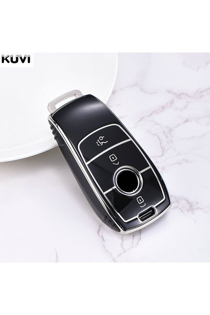غطاء مفتاح التحكم عن بعد للسيارة من مادة TPU الناعمة باللون الأسود لسيارة Mercedes Benz A C E S G Class GLC CLE CLA W177 W2