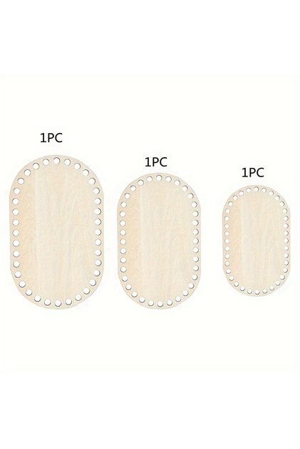 3pcs 3pcs/set DIY Basket Weaving Supplies Oval Blank Solid Crochet Basket Wood Base Natural Wooden B
