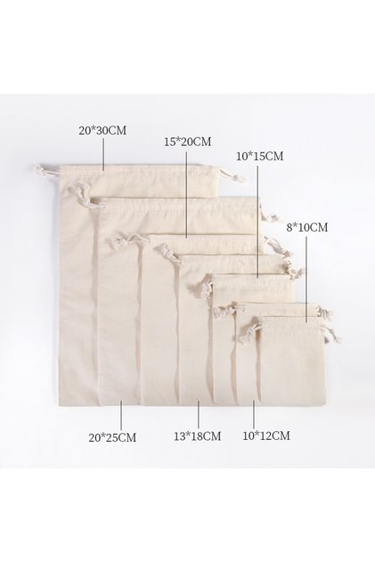 أكياس بينكو مقاس 15 × 20 سم باللون الأبيض الكريمي 5 قطع أكياس تخزين قطنية برباط هدايا عيد الميلاد والزفاف DIY سادة