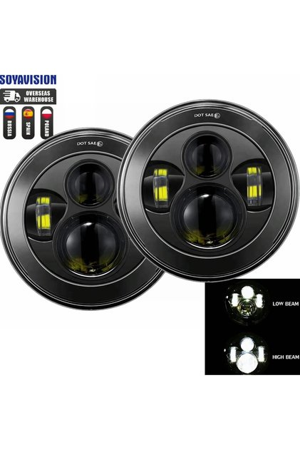 40w light Black 2x Car 7 Inch Led Headlight Hi/Low H4 Halo Angle Eyes DRL For Jeep JK TJ OffRoad De