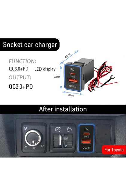 شاحن سيارة kebidumei PD QC3.0-A USB C من النوع C مع منفذ USB مزدوج سريع الشحن 12 فولت لشحن الهاتف