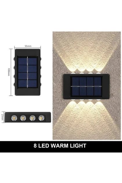 8LED warm Solar Outdoor Wall Light 12 LED Waterproof Garden Light Courtyard Balustrade Decorative At