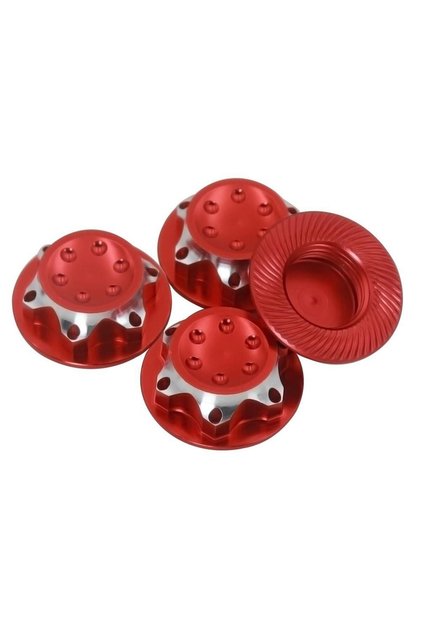 Red 4pcs Aluminium Wheel Hub Cover Antidust Cover 17mm Hex Nut For Rc 1:8 X-maxx Summit E-revo Arrma