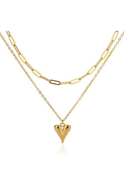 N05739G Heart Pendant Necklace for Women Girls 316L Stainless Steel Choker Necklaces Aesthetic Handm