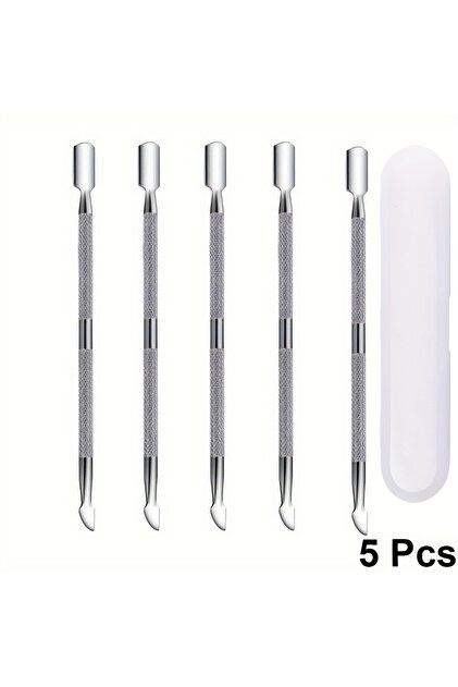 5pcs 3/5/10pcs Stainless Steel Cuticle Pusher Metal Double-ended Spoon Remover Kit Dead Skin Push Na