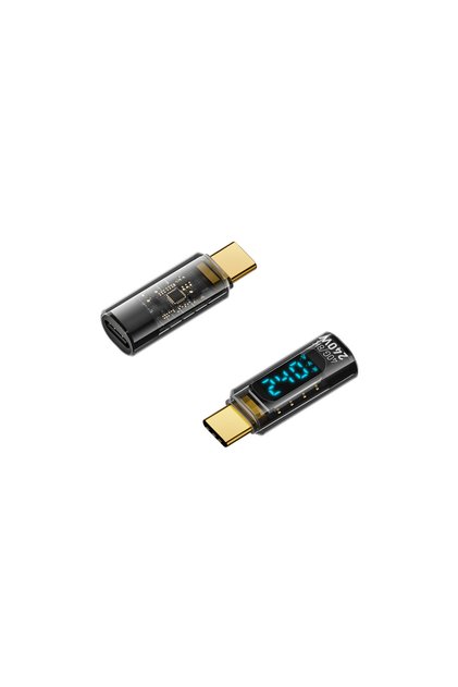 transparent black NNBILI 1 PCS Digital LED Display USB 4 Type-C Adapter 8K 60HZ PD 240W Power Meter
