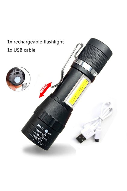 ZOOM C Packing Portable Rechargeable Zoom LED Flashlight XP-G Q5 Mini Flash Light Torch L