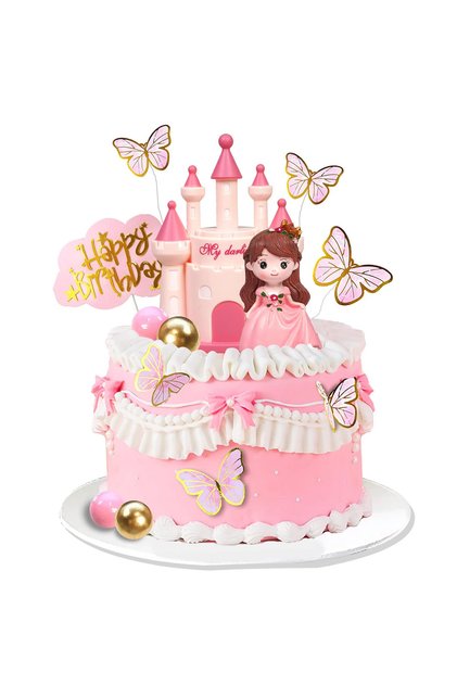 18pcs style2 Star Castle Ball Cake Topper Girl Princess Cake Topper Happy Birthday Cake Decoration f