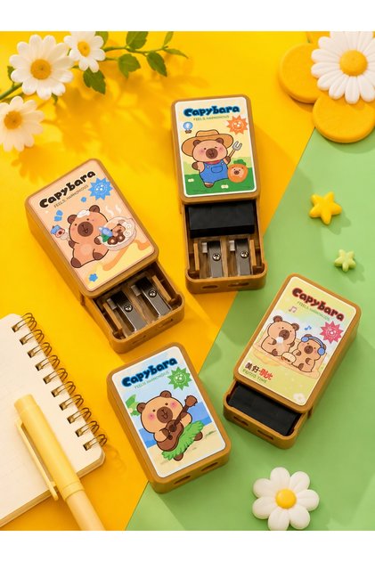 Capybara Kapibara Sihirli Kalemtıraş Silgi Hediyeli - Çift Bıçaklı Hazneli Kalemtıraş - Tekli